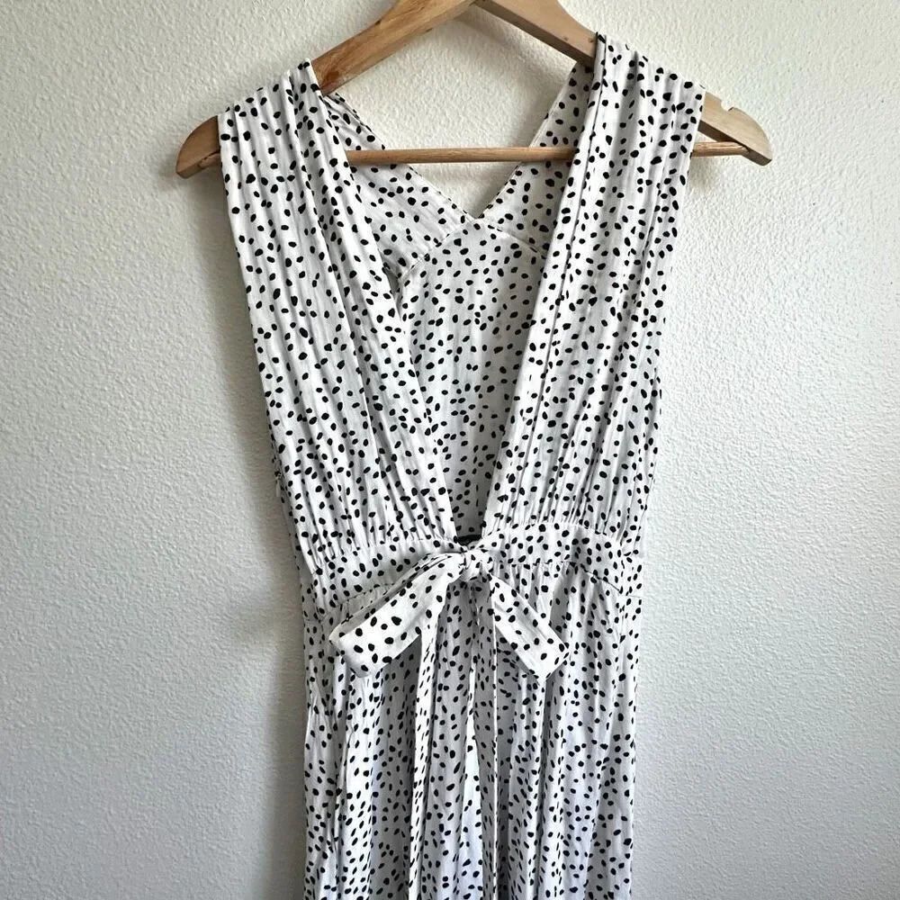 & OTHER STORIES x ANTHROPOLOGIE | Cross Front Dress Black White Dot | Size 4 - Picture 6 of 10